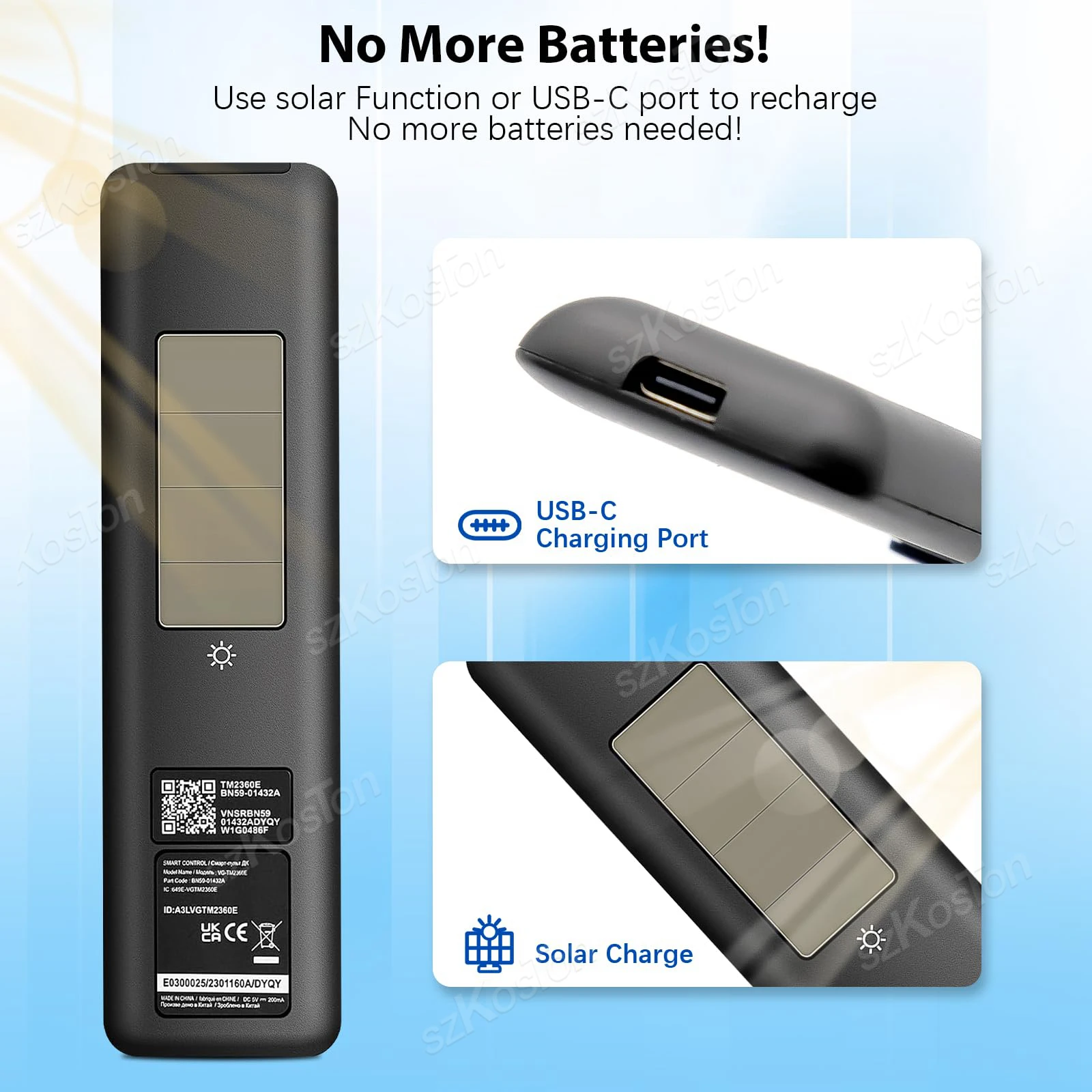 Reemplazo remoto por voz Solar para Samsung TV, mando a distancia recargable de BN59-01432A para televisores inteligentes Samsung Neo QLED 8K HDR - imagen 3