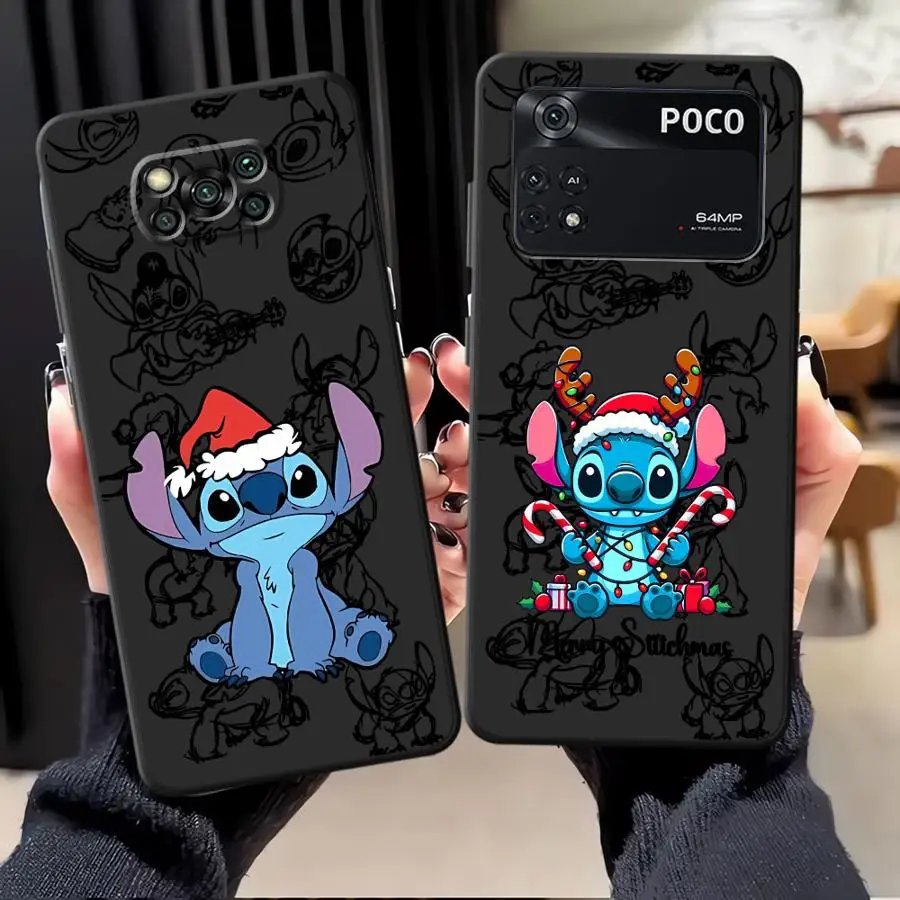 Funda de teléfono suave negra de Navidad de punto de dibujos animados para Xiaomi Poco C71 C61 M3 M4 M7 Pro F1 C75 F3 X3 X4 X5 X7 Pro M5 C40 C50