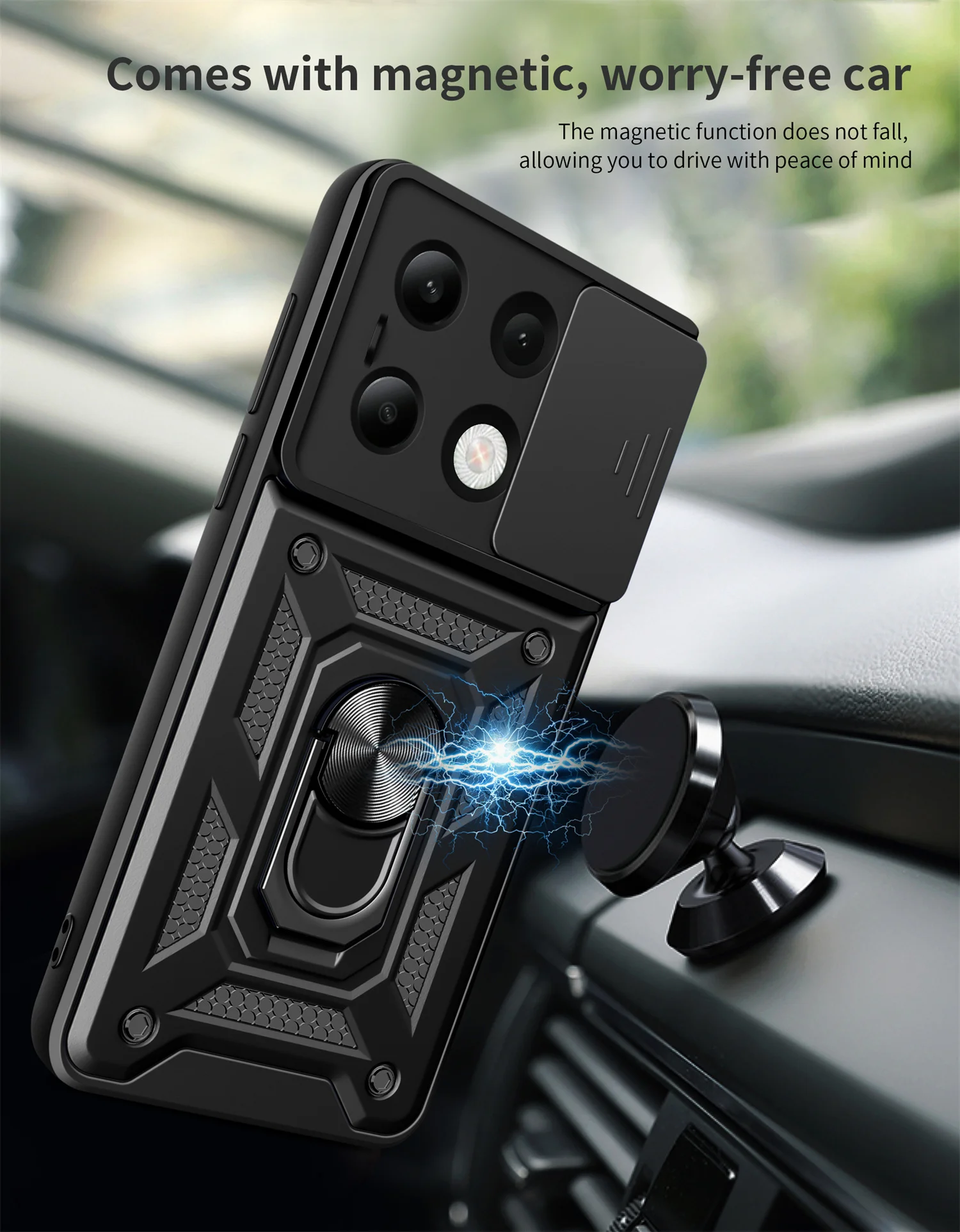 Funda para Xiaomi Redmi Note 13 13 Pro 4G 5G armadura de parachoques lente de cámara anillo de soporte magnético protector para Redmi Note13 Pro 5G - imagen 3