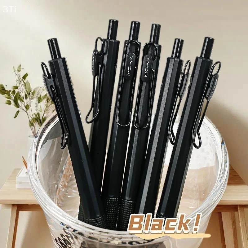 Bolígrafo de tinta de Gel retráctil, bolígrafo de silicona con punta ST, tinta de secado rápido sin manchas, tinta negra de 0,5mm, escritura suave, 6 uds. - imagen 3