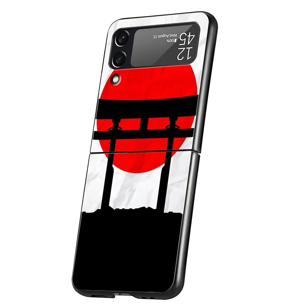 Funda de teléfono con bandera japonesa para Samsung Galaxy Z Flip 3 4 5 6 7 PC plegable negro duro para Samsung Z Flip3 Flip4 Flip5 - imagen 5