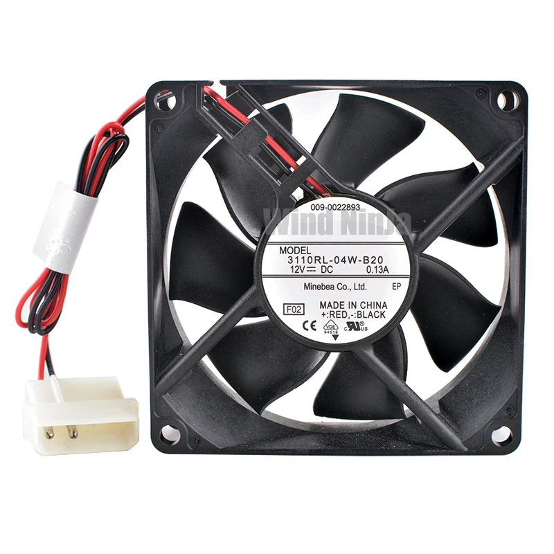 3110RL-04W-B20 ventilador de flujo axial de doble rodamiento de bolas, ventilador de refrigeración para CPU, fuente de alimentación de chasis, 8cm, 80mm, 80x25mm, DC12V, 0.13A - imagen 3