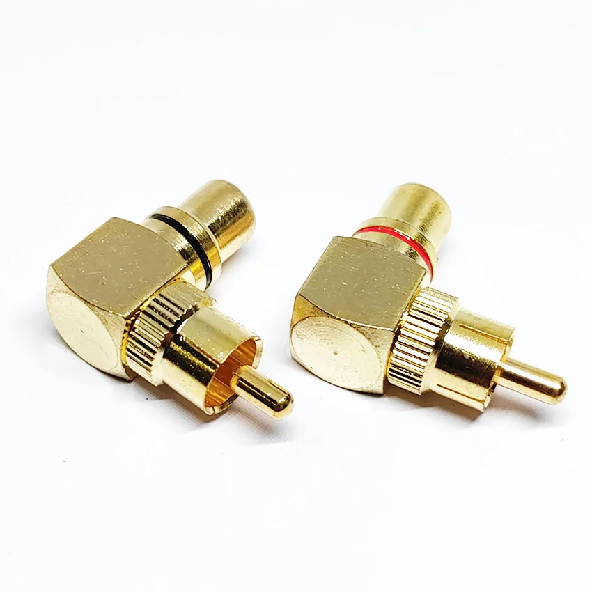 Conector RCA de latón de ángulo recto macho a hembra chapado en oro, adaptadores de 90 grados, conectores, conector banana rojo y negro, 2 uds. - imagen 5