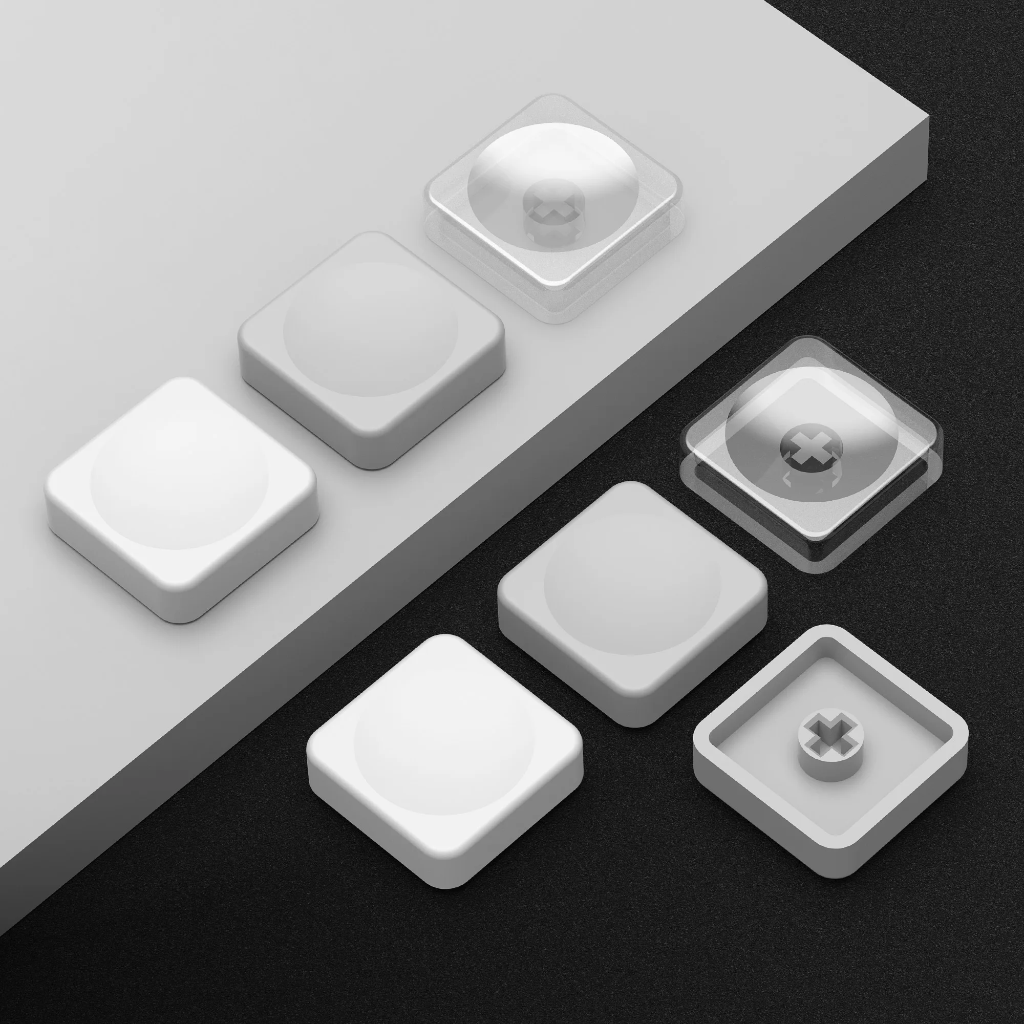 Chosfox 5/10/30/50 Uds CFX teclas PBT de perfil bajo para teclado mecánico MX Switch teclas transparentes blancas y grises ultrafinas