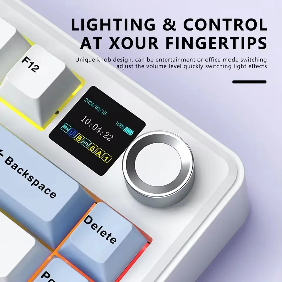 Teclado mecánico inalámbrico AULA F75 MAX con perilla de pantalla TFT, diseño 75% ANSI, teclado para juegos de deportes electrónicos con cable/Bluetooth/2,4G - imagen 2