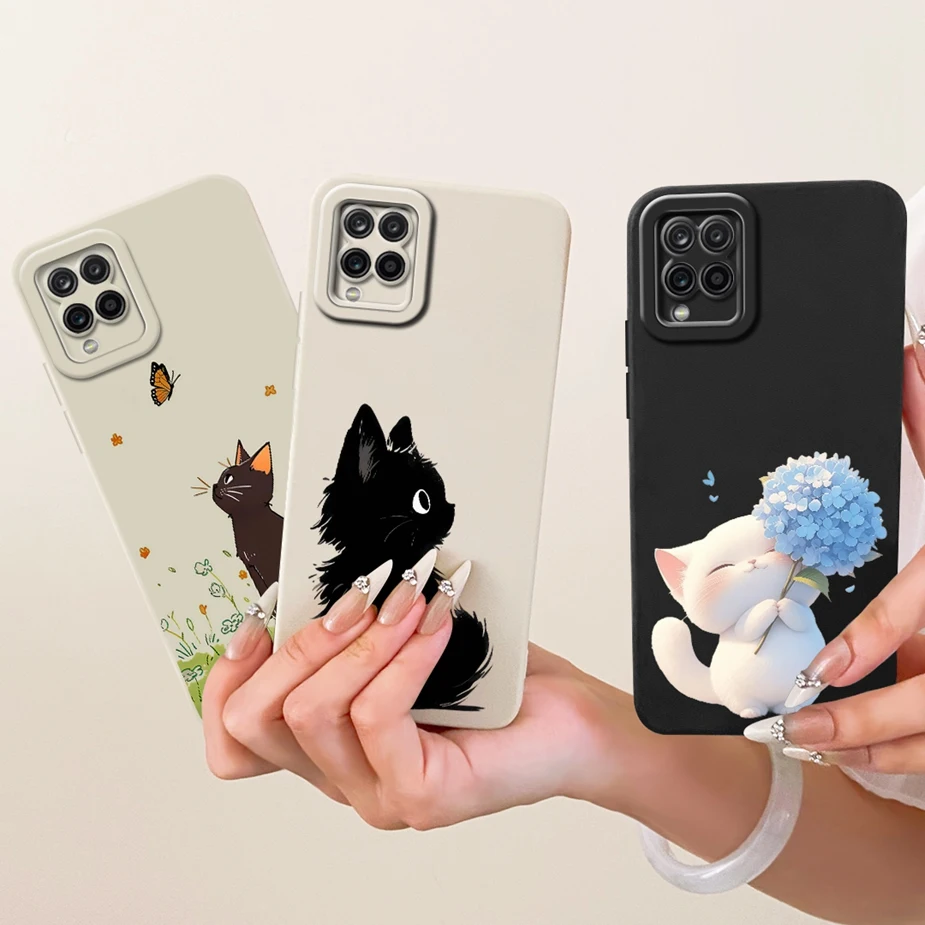 Para Samsung Galaxy A12 funda SM-A125F flores de lujo caramelo pintado funda de teléfono para Samsung A12 M 12 Galaxy M12 F12 bolsas de cubierta suave - imagen 4