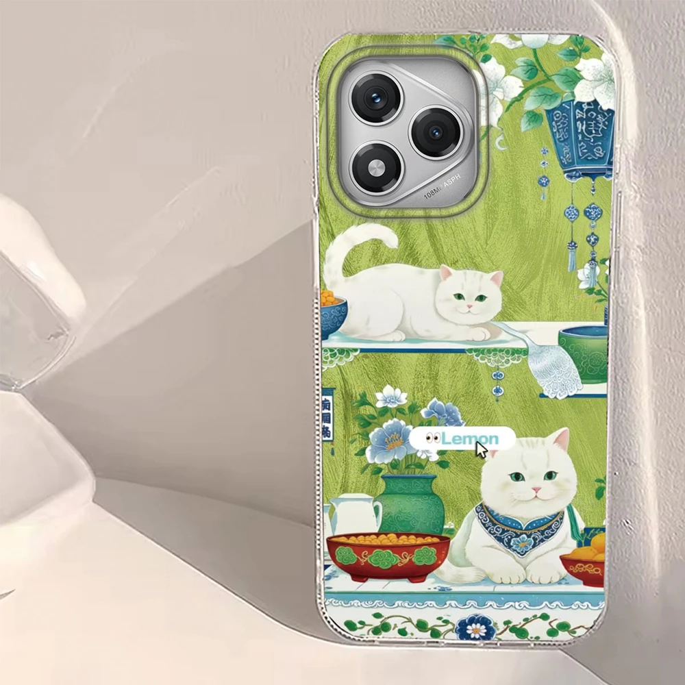 Funda de teléfono con flor de gato de porcelana blanca para Honor 400 200 90 Smart Pro Magic7 6 5 70 Lite X9a X9c X8b X8a X8c X7c X7B X6b - imagen 2