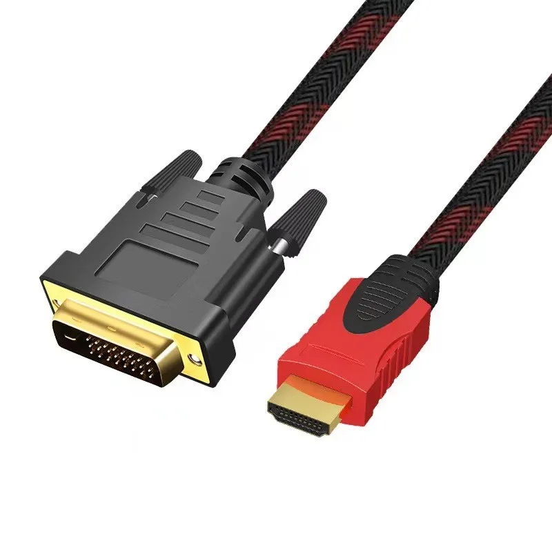 Cable HDMI de 1,5/3/5m compatible con DVI macho a Cable de vídeo macho de 24 + 1 pines para proyector de DVD HDTV DVI 1080P adaptador chapado en oro B6 - imagen 3