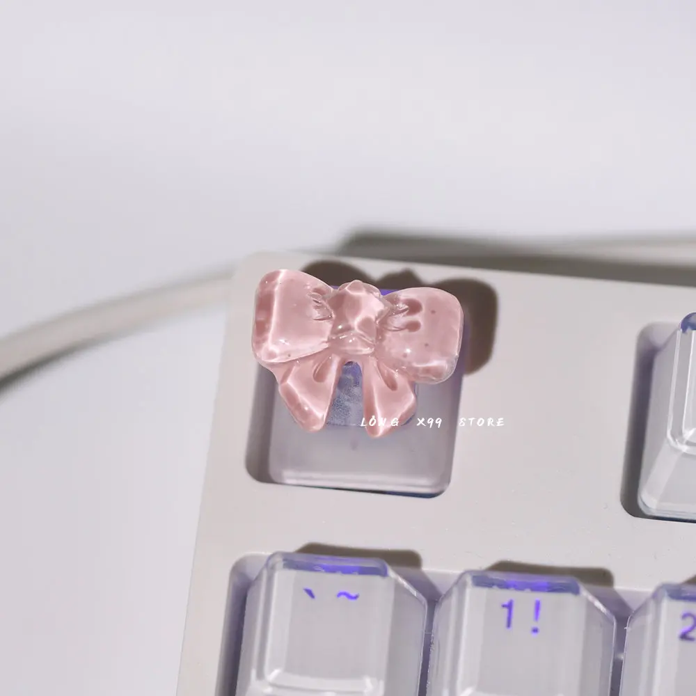 Anime dibujos animados translúcido Rosa púrpura arco lindo ESC Keycap chica regalo para Cherry MX Switch juego retroiluminación Teclado mecánico tapa - imagen 5