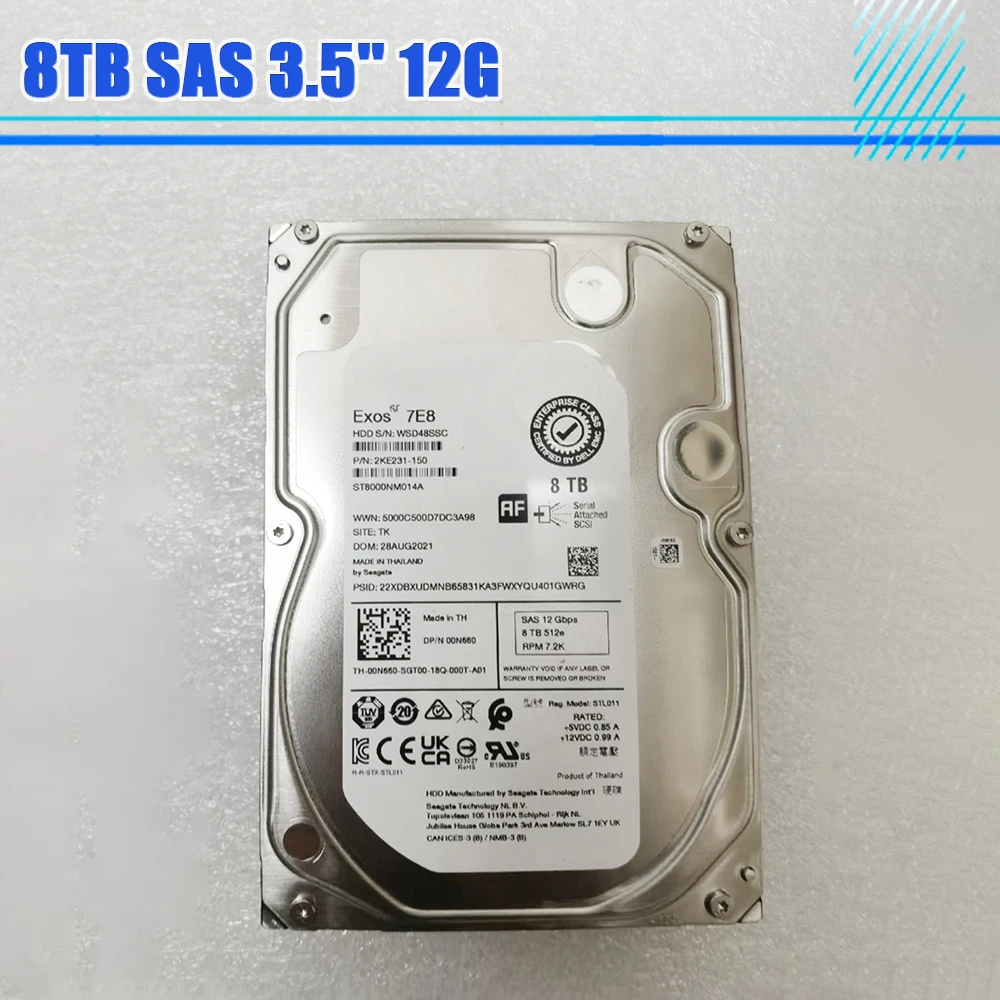 8TB SAS 3.5" disco duro del servidor HDD de 12G 00N660 ST8000NM014A para DELL 8T - imagen 2