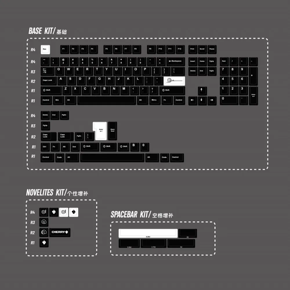 143 teclas/juego de teclas de caracol GMK, teclas de sublimación de tinte PBT, teclas WOB de perfil de cereza para teclado MX Switch 61 68 75 84 96 980 - imagen 4