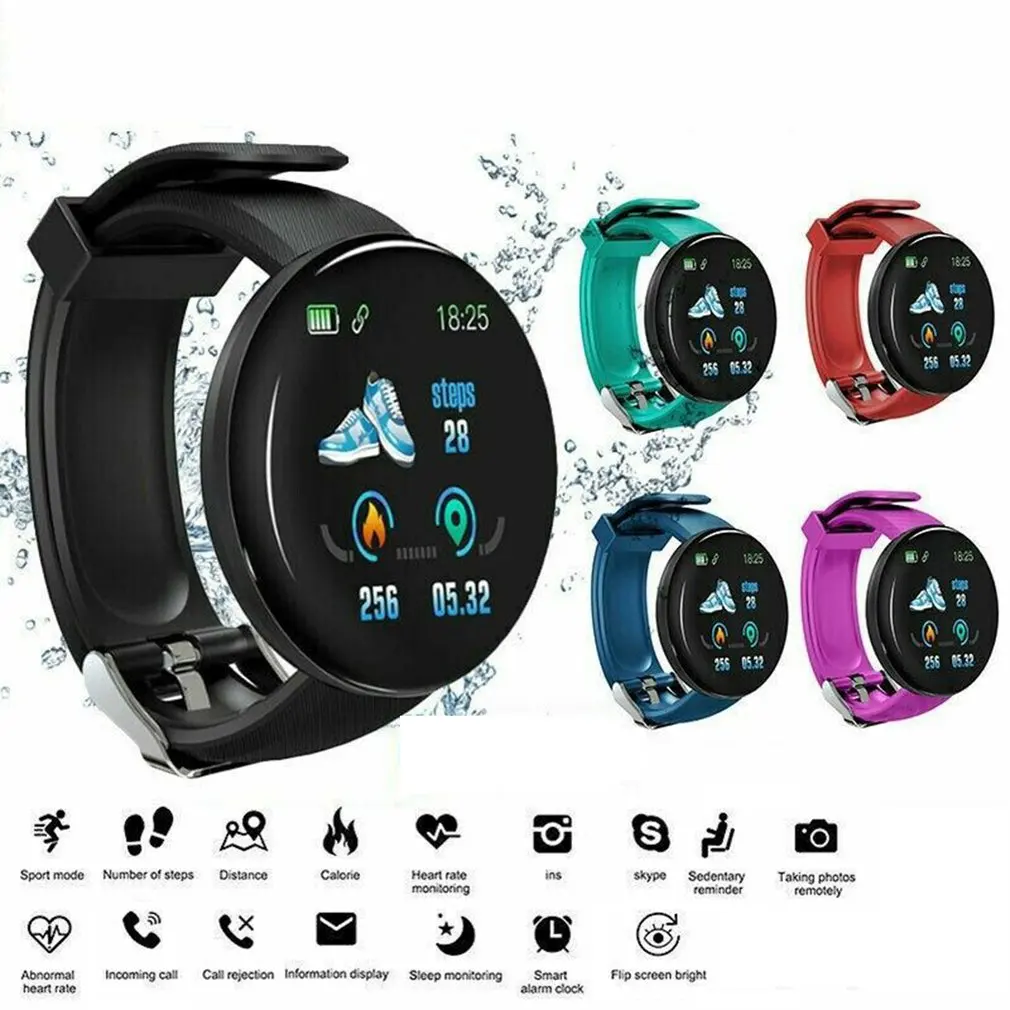 Reloj inteligente D18S para hombre y mujer, Monitor de ritmo cardíaco y presión arterial, podómetro, relojes de moda, reloj inteligente deportivo resistente al agua - imagen 2