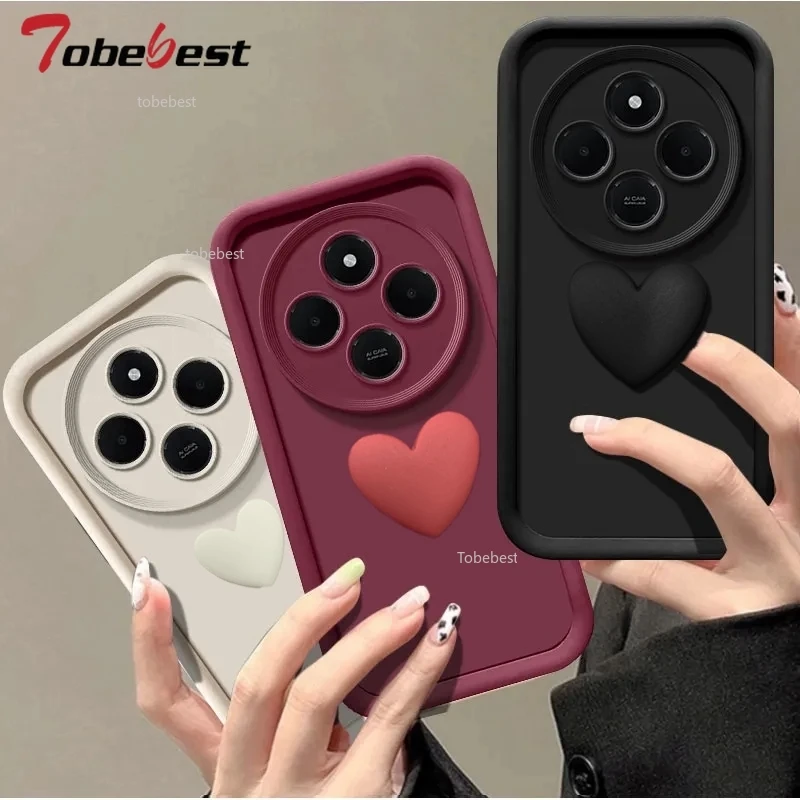 Funda protectora de silicona con forma de corazón de amor para Xiaomi Redmi 14C Note 14 Pro Plus 4G 5G