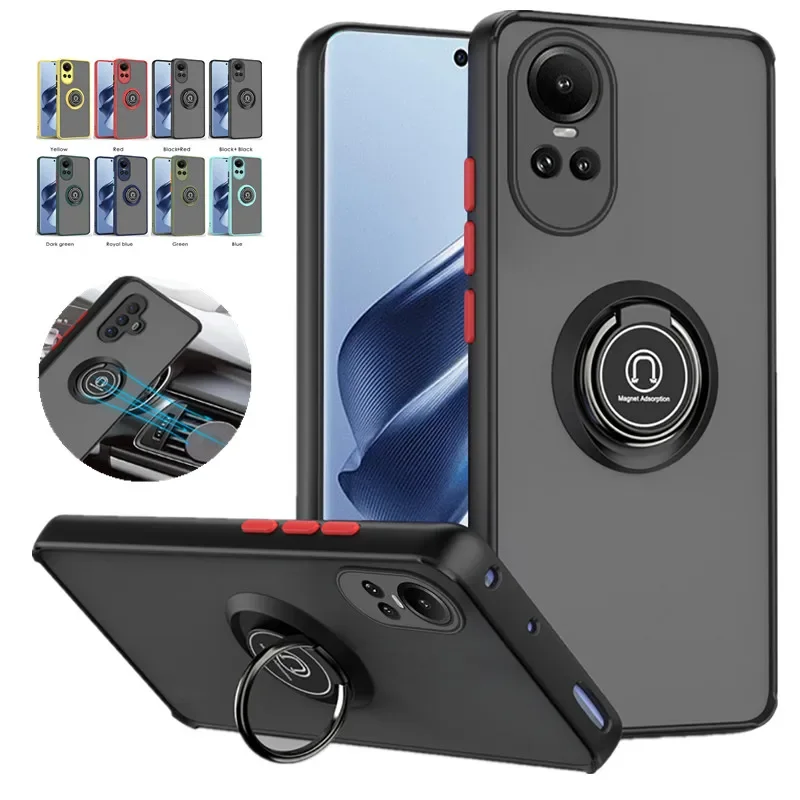 Armadura mate funda para OPPO Reno 10 Pro Plus 5G cubierta anillo soporte magnético Reno10 a prueba de golpes Coque Fundas