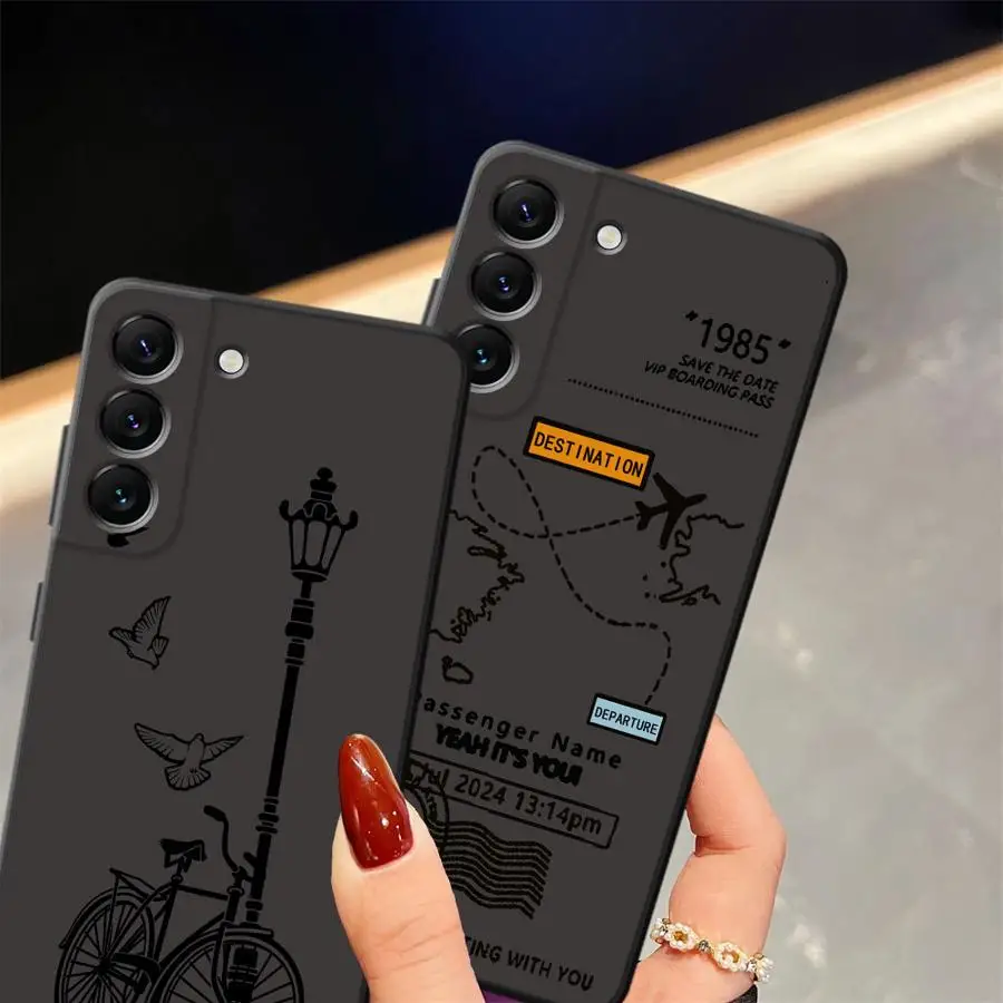 Funda de teléfono suave negra con mapa de viaje simplificado para Samsung Galaxy A40 A16 A05 A30 A15 A20 A13 A17 A04 A06 A10 A12 A70 A50 - imagen 5