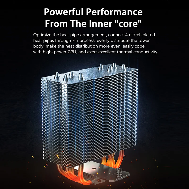 ID-COOLING A410 152mm de alto 4 tubos de calor enfriador de CPU gran volumen de aire 4PIN PWM para Intel LGA1851/1700/1200/115X y AMD AM5/AM4 - imagen 3