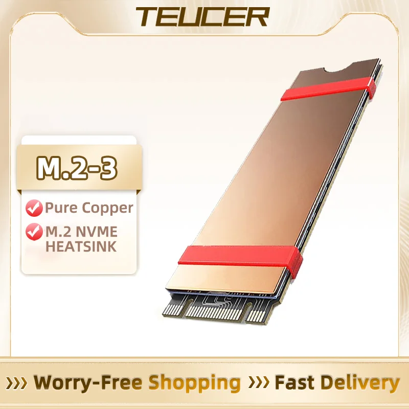 TEUCER-disipador de calor M.2 NVMe SSD, disco duro HDD 2280, radiador de cobre puro con almohadilla térmica para ordenador portátil, accesorios de computadora