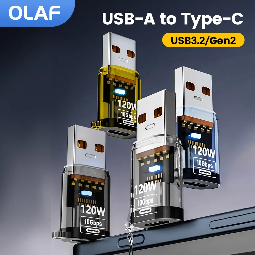 Adaptador OTG USB3.2 de 120W, convertidor USB macho a hembra tipo C, conector de transferencia de datos de 10Gbps para iphone 15 16