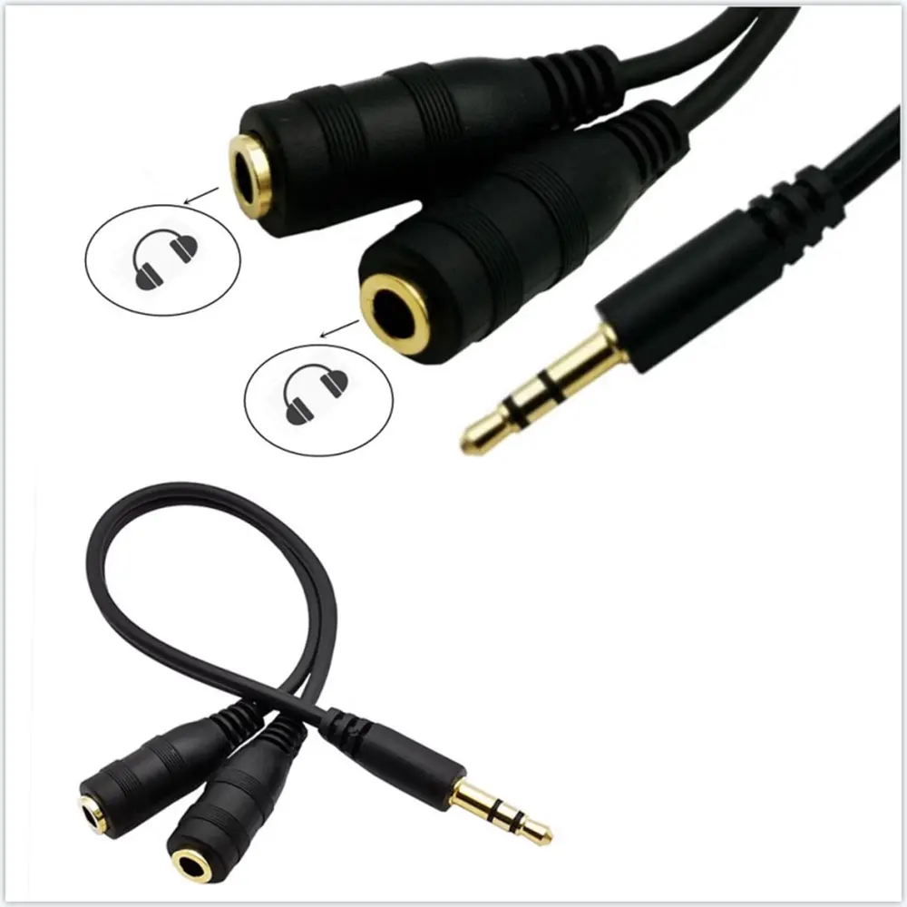 1 divisor de auriculares (sonido Hi-Fi) 3,5mm macho a 2 puertos 3,5mm hembra divisor 3,5mm Cable de extensión Audio estéreo Y divisor - imagen 4