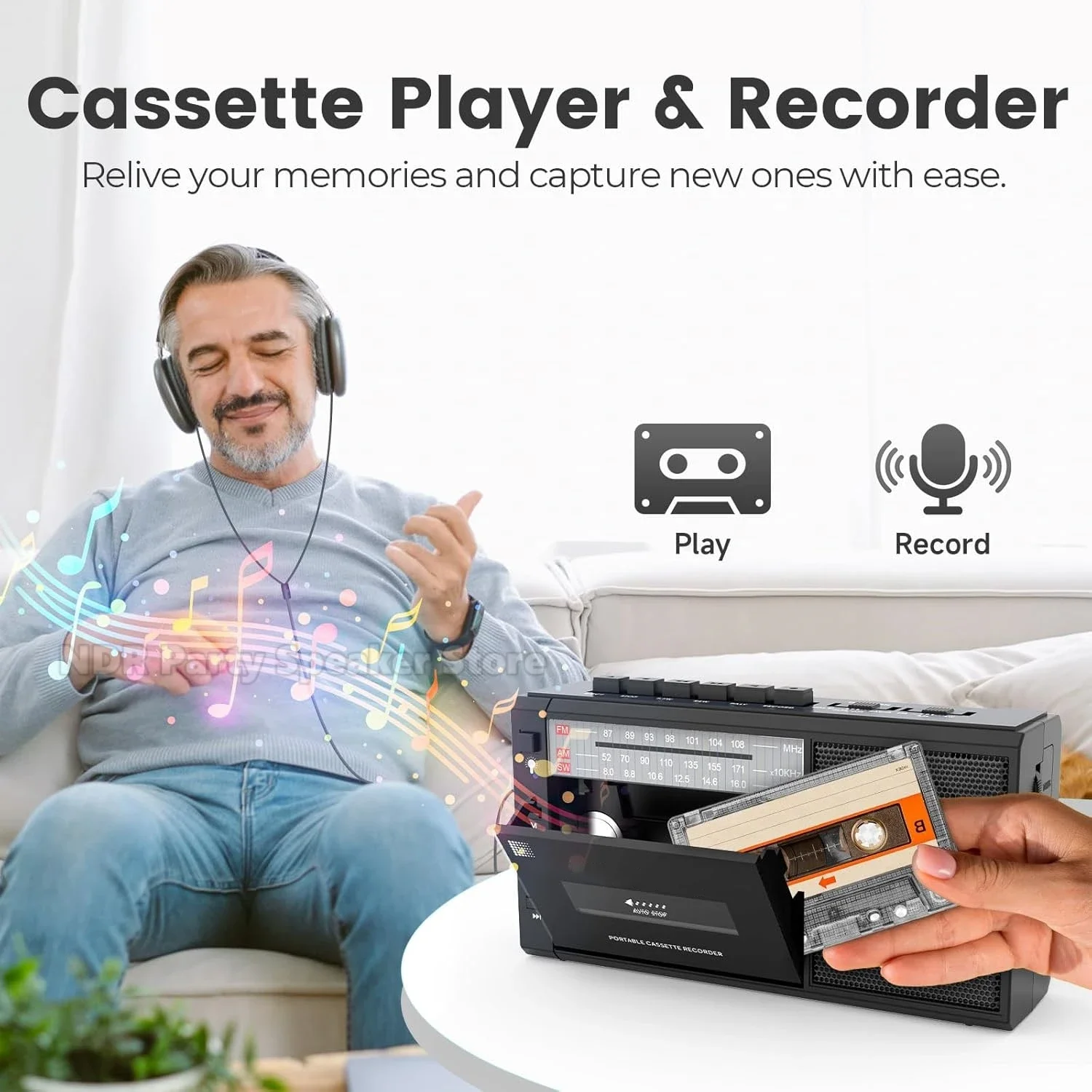 Reproductor de grabadoras de Cassette Vintage de Radio FM/AM/SW de bolsillo pequeño portátil con ranura para grabadora USB TF Radio altavoces Bluetooth - imagen 5