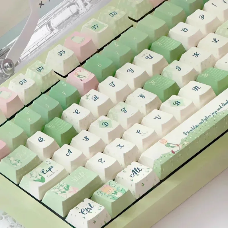 Linglan Star Language Keycaps personalizado PBT Cherry/XOA perfil Keycap lindo verde dibujos animados Anime Point Key Cap para teclado de juegos