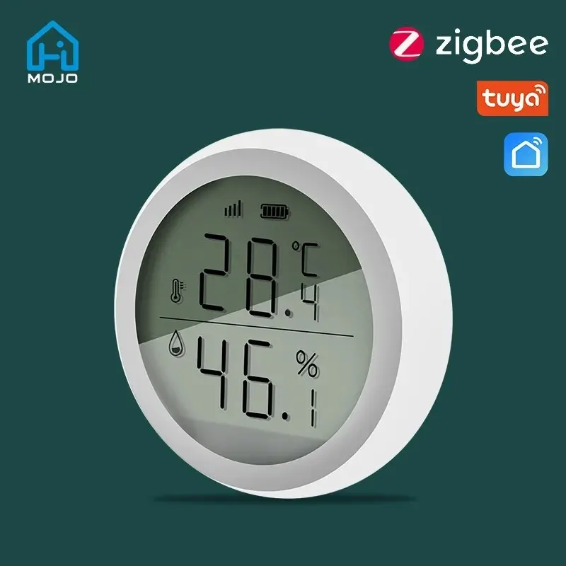 Termómetro inteligente ZigBee Tuya, Sensor de temperatura y humedad interior para el hogar con pantalla LCD, aplicación de Control por voz, Alexa y Google Home