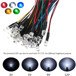Diodos LED precableados 12 V de 5 mm para bricolaje