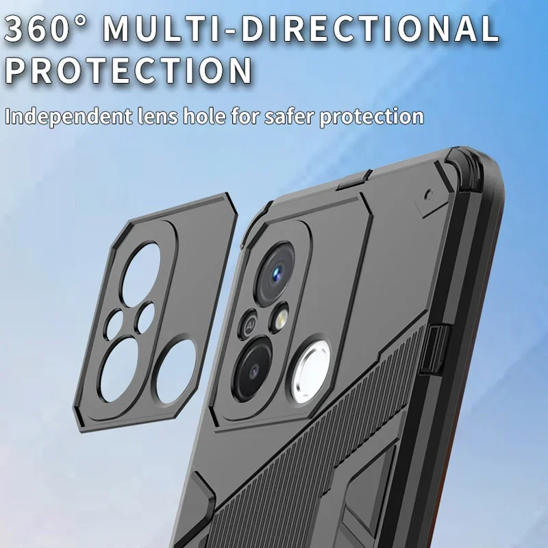 Funda trasera para teléfono Xiaomi Redmi 9, 10, 9A, 9C, 9T, 10A, 10C, 12C, Note 11, 12 Pro, 9S, 10S, 11S, 12S, 4G, 5G, Note 12R, Turbo Armor Holder - imagen 2