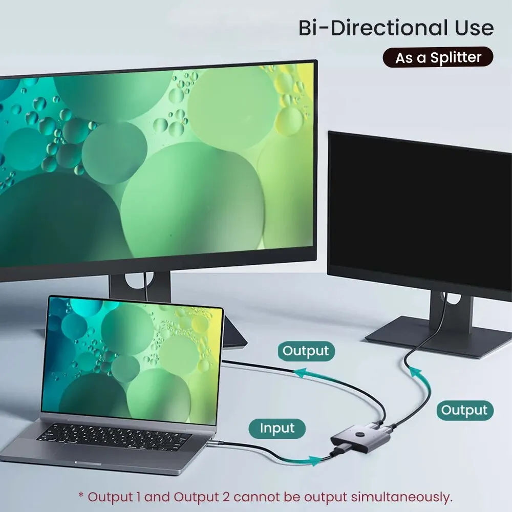 NIERBO 2 en 1 salida HDMI interruptor bidireccional 4K @ 60Hz interruptor divisor conmutador HDMI bidireccional Manual HD Hub para PC Xbox PS5/4/3 - imagen 3