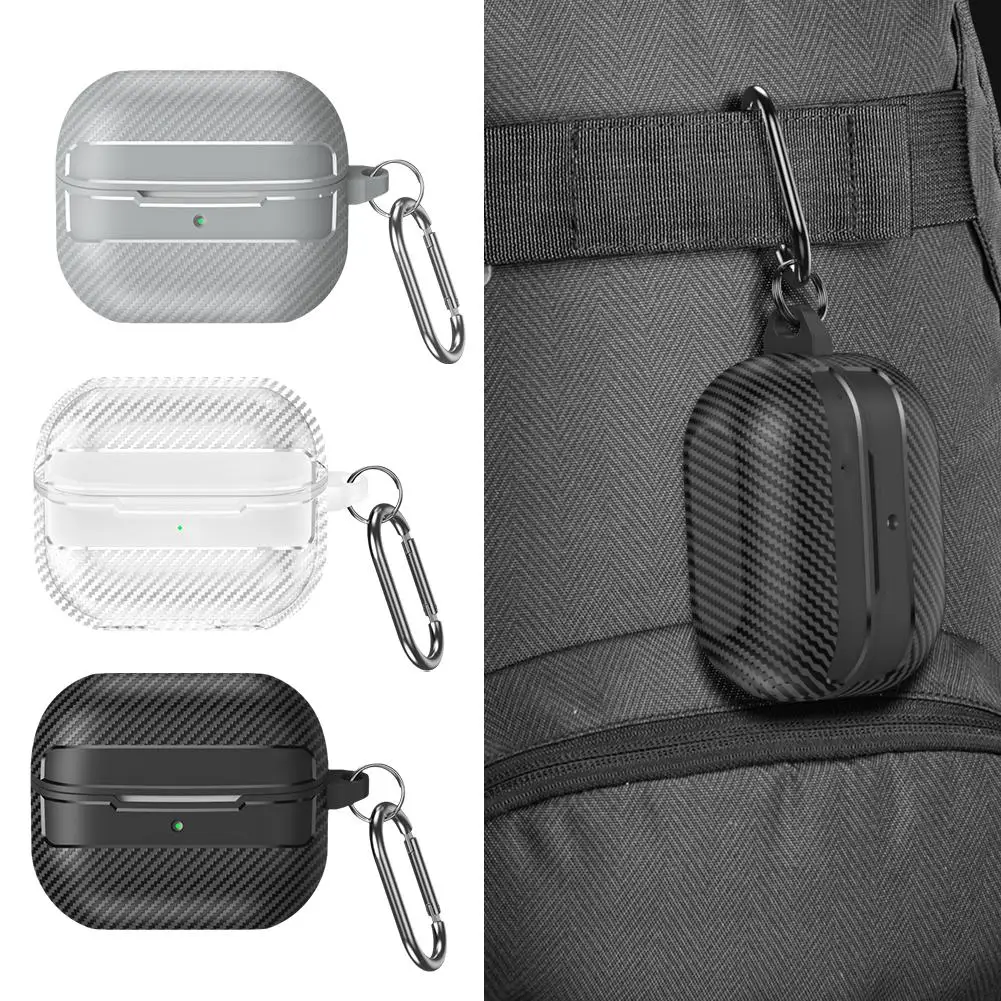 Para Samsung Galaxy Buds3/3pro fibra de carbono Bluetooth Anti-caída funda transparente auriculares de goma funda suave nuevo P5F9