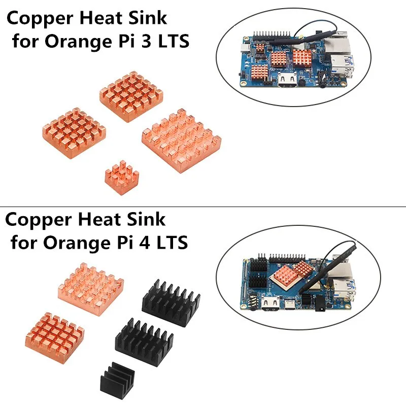 Disipador de calor de cobre para Orange Pi 3 LTS / Orange Pi 4 LTS disipadores de calor de refrigeración pasivo Kit de enfriador de radiador de aleación de aluminio para Demo Bo