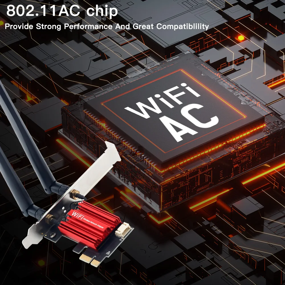 Adaptador inalámbrico WiFi 5 AC1200 PCI-E, tarjeta de red BT 4,0, banda Dual 2,4G/5GHz 802.11AC, ordenador portátil de escritorio para Windows 7/8/10/11 - imagen 2