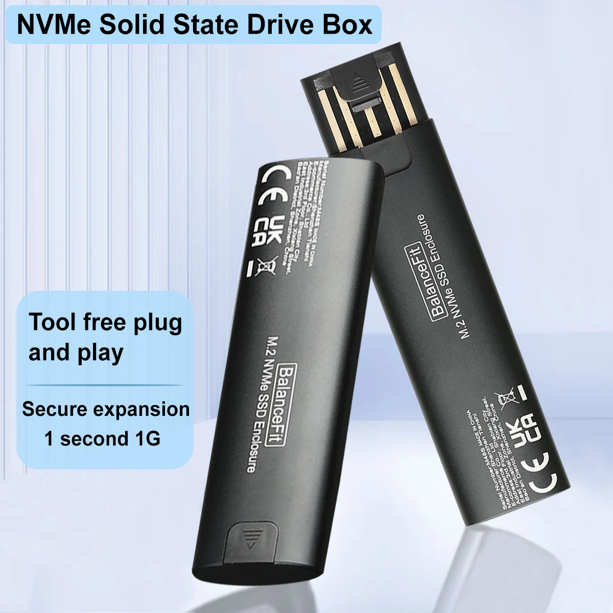 Caja NVMe M.2 de aluminio, sin herramientas, caja SSD para NVMe PCIe M-Key, caja SSD para 2280 2260 2242 2230 (Sata NO compatible)