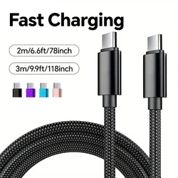 Cable USB-C a USB-C de carga rápida PD 66 W, trenzado de nailon
