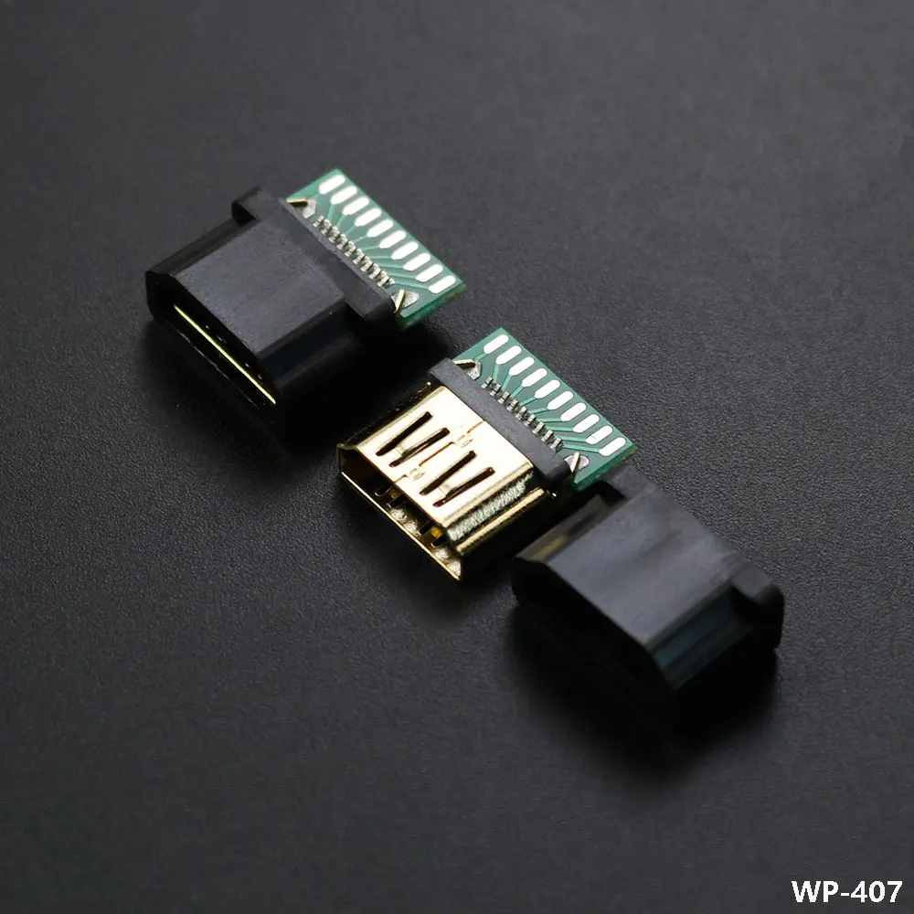 Piezas HDMI A con placa de revestimiento PCB maestro, sellos de cables de unión, Conector de enchufe HD, prueba de asiento hembra, chapado en oro