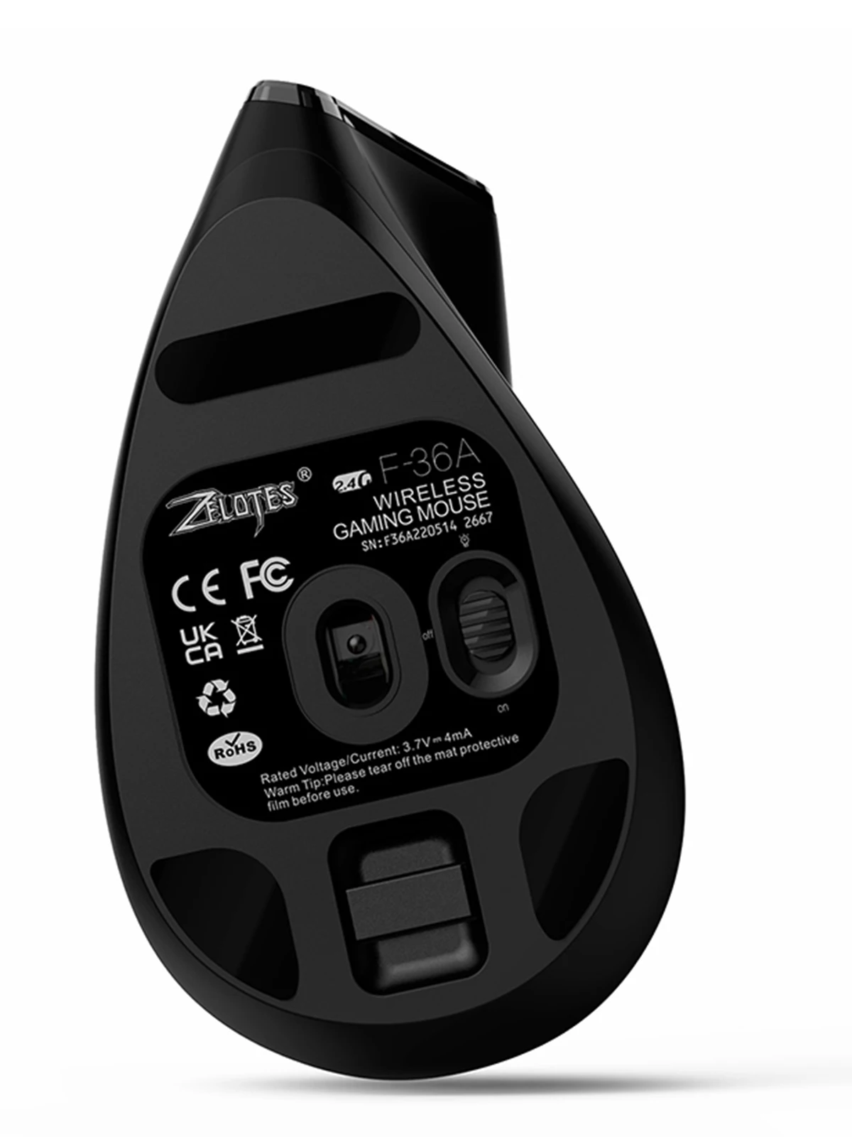 ZELOTES-ratón inalámbrico Vertical para ordenador portátil, periférico de 2,4G, recargable, para videojuegos, F-36A - imagen 2