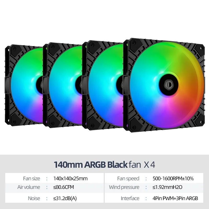 ARGB Black 4 Fans