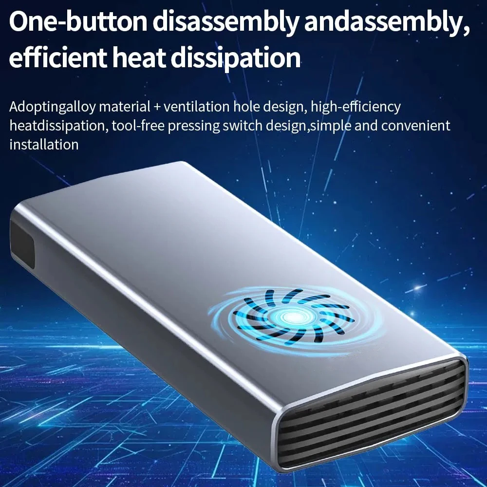 Caja para SSD M.2 NVME/SATA de Doble Protocolo de 20 Gbps con Ventilador de Refrigeración Tipo C, Caja para Disco Duro de Estado Sólido, Adaptador de Carcasa para SSD NGFF - imagen 2