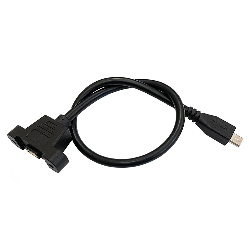 Conector Micro USB 0,3 de 5 pines, conector macho de 90 grados a Cable de extensión Micro hembra con orificios de montaje de Panel de tornillo, 2,0 m - imagen 4