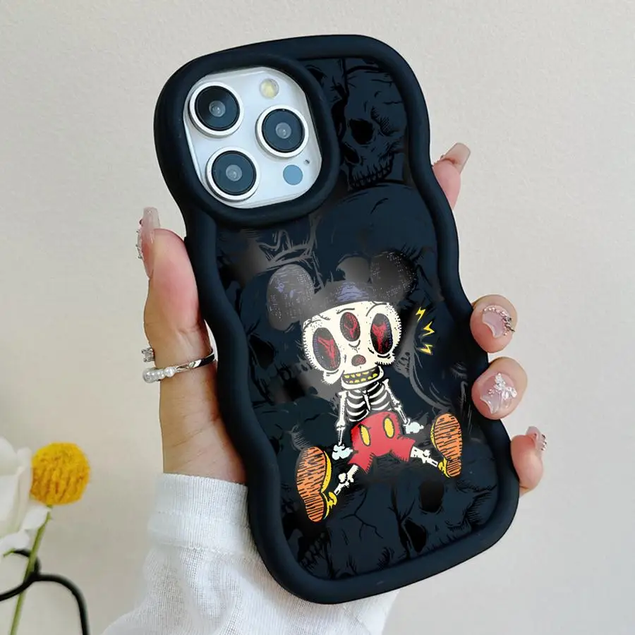 Funda de teléfono suave para Xiaomi Redmi Note 10Lite 9 10 11 12 Pro 9s 8 10s 14 13 14 Pro Plus DisneyMickey Skull - imagen 2