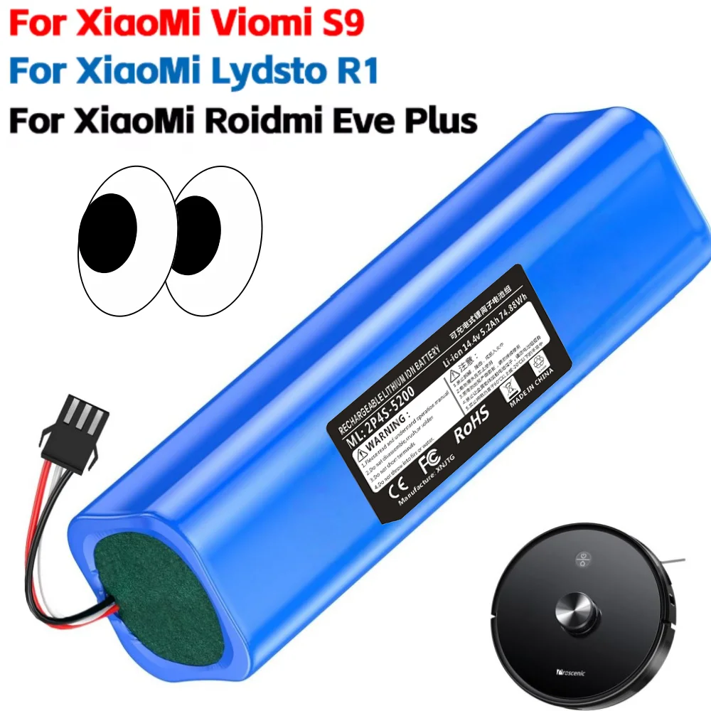 Paquete de batería de iones de litio de 14,4 V y 5200 mAh para robot de barrido ROIDMI EVE EVA Eve Plus SDJ01RM SDJ06RM.