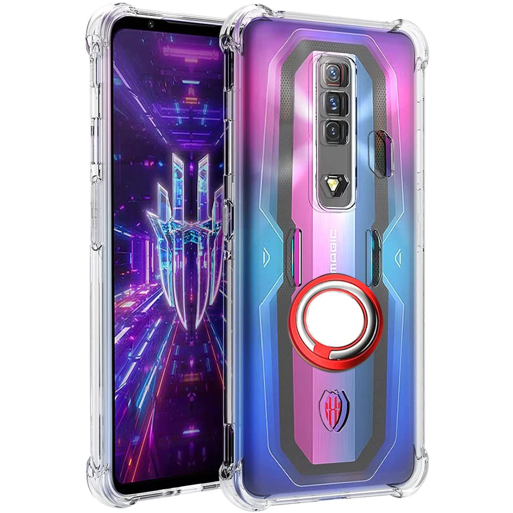 Funda para Red Magic7 NX679J con esquinas reforzadas, cubierta transparente a prueba de golpes con soporte de anillo para ZTE Nubia Red Magic 7 Pro NX709J - imagen 2