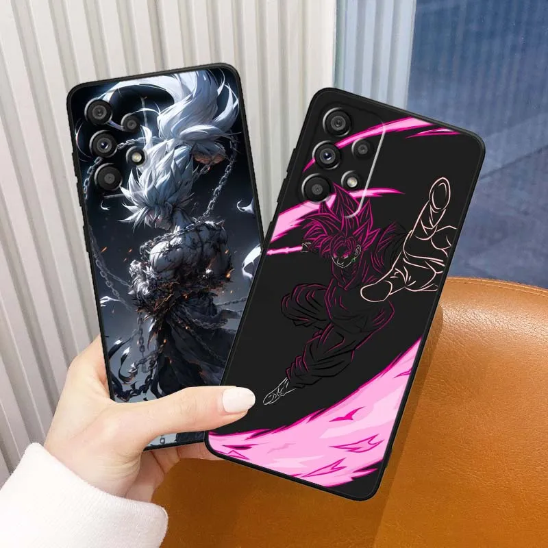D-Dragon Ball Cool Son Goku para Samsung Galaxy A73 A72 A55 A54 A53 A52 A35 A34 A33 A32 A15 A14 5G funda de teléfono negra - imagen 2