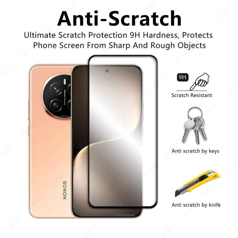 Vidrio templado para Honor Magic7 Protector de pantalla para Honor Magic7 borde negro película protectora Protector de lente de cámara para Magic7 - imagen 3