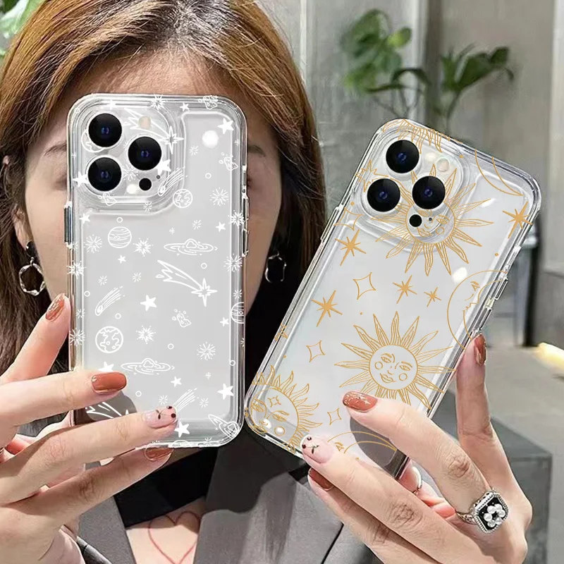 Para Samsung A55 funda Sun Moon Stars funda transparente para Galaxy A54 A53 A35 A34 A33 A16 S25 S24 Ultra S23 S22 Plus S21 FE - imagen 2