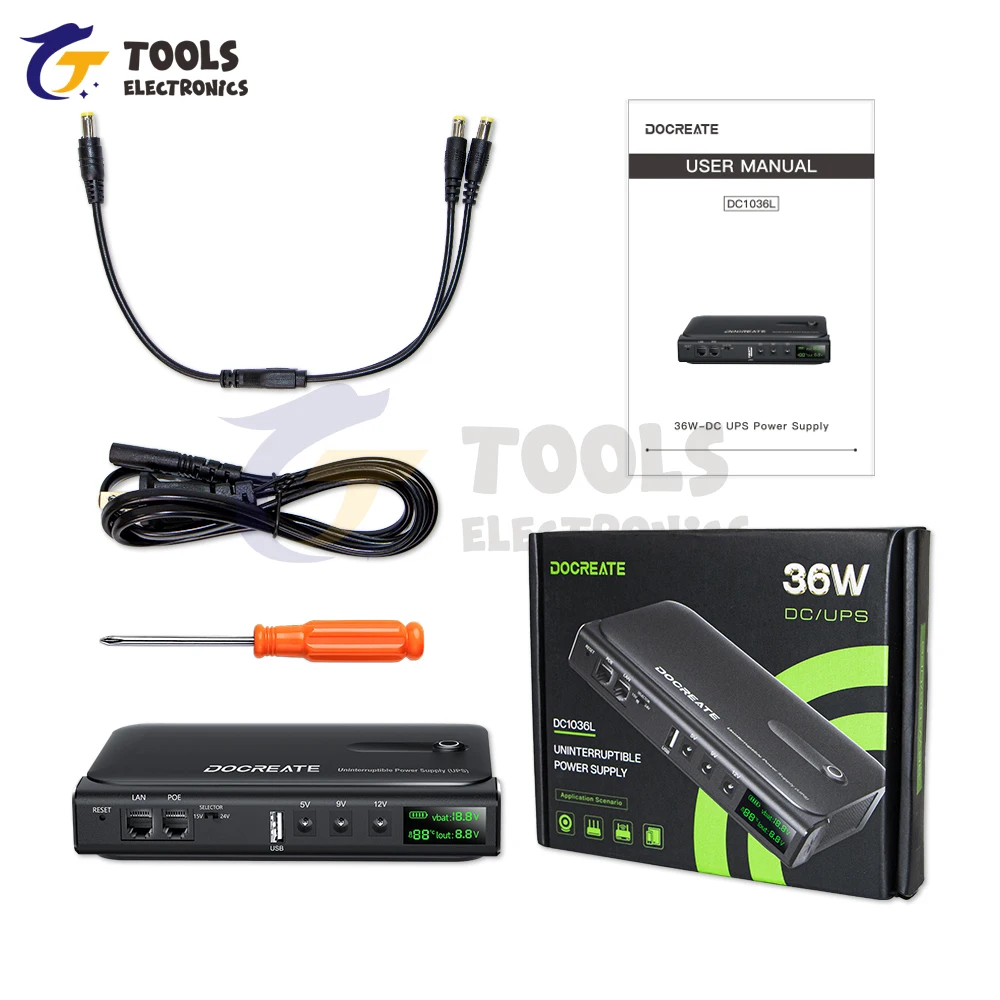 DC1036L 36W Digital UPS caja de fuente de alimentación ininterrumpida 5V/9V/12V/15V/24V salida múltiple para enrutador dispositivos domésticos-sin batería - imagen 2