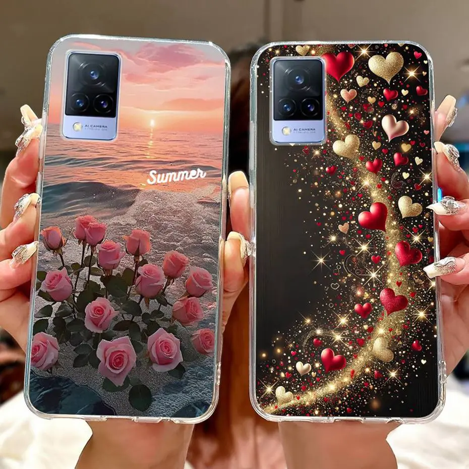 Funda de teléfono con pintura bonita para Vivo V21 V21e 4G 5G, fundas traseras de silicona suave TPU para Vivo V21s V21 V21E, parachoques - imagen 3