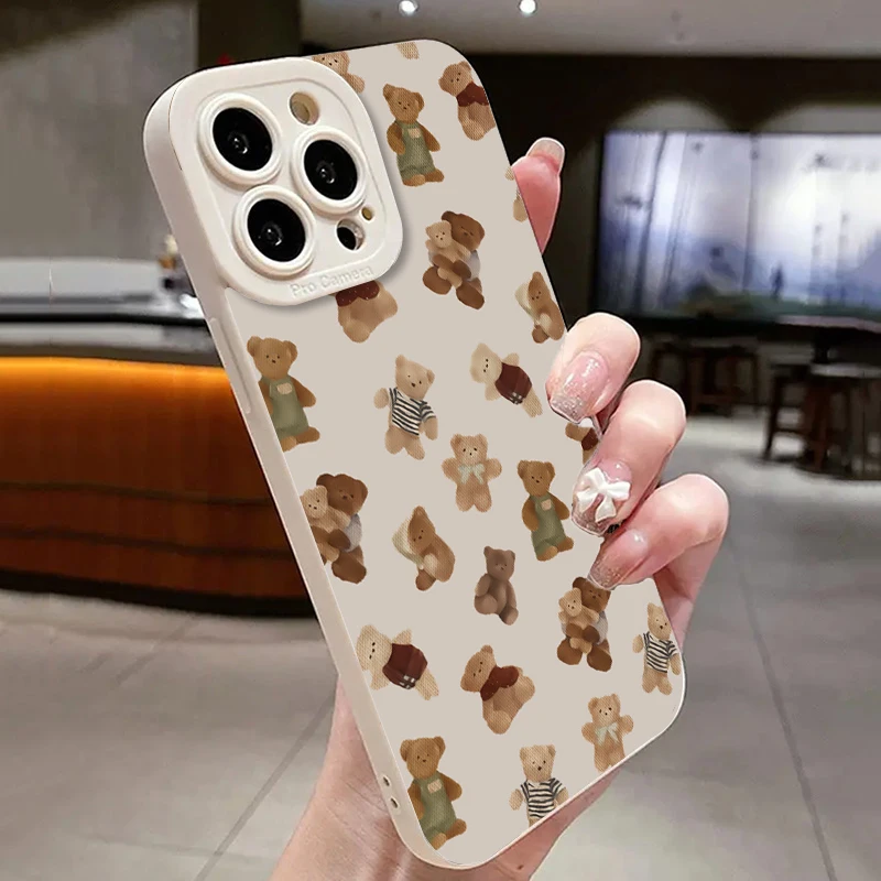 Funda de teléfono con diseño de oso bonito para Xiaomi Redmi 13, 12, 12C, 13C, 14C, Redmi Note 14, 13, 12 Pro Plus, 5G, 12S, 11, 10, funda suave a prueba de golpes - imagen 5