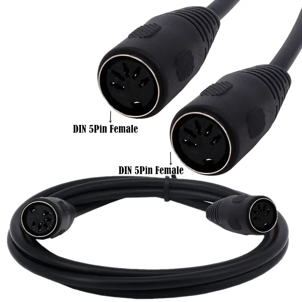 Cable de extensión MIDI MIDI 5 pines DIN hembra a hembra Cable de Audio para teclado MIDI sintetizador órgano Piano eléctrico guitarra MIDI