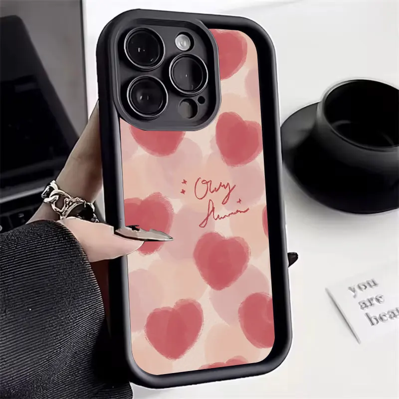 Funda de silicona suave para teléfono iPhone, carcasa con diseño de corazón de amor y acuarela, para modelos 15, 14, 13, 12, 11 Pro Max, X, XS Max, XR, 7, 8, 15 Plus, SE2020, 2022 - imagen 3